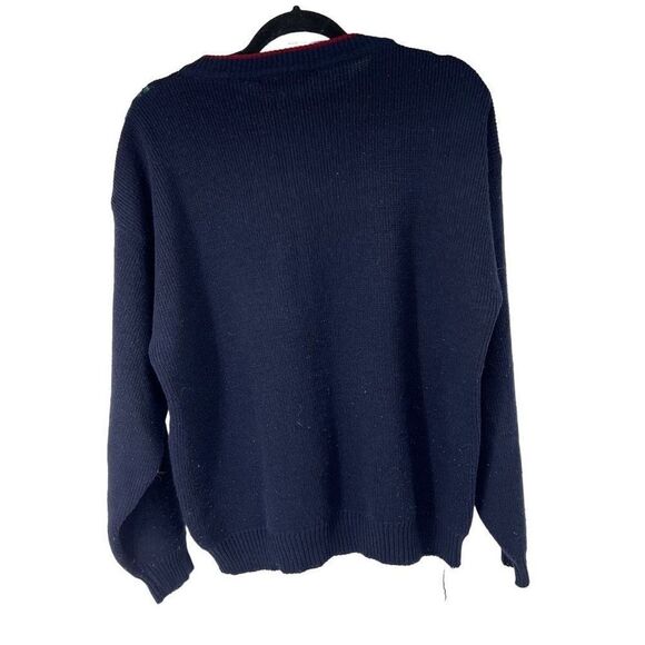 Vintage Navy Blue Paisley Geometric Multicolor Sweater‎ - Picture 2 of 6